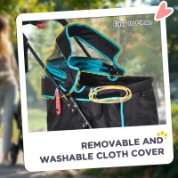 PawHut Dog Pram Dog Stroller Pet Pushchair Foldable with Brake, Cupholder, Safety Leash, for Miniature Dogs(m-7)