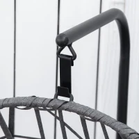 PawHut Rattan Hundehütte mit Kissen Hundehaus Haustierbett Katzenhaus Katzenkorb Katzenhöhle Hängesessel Hängematte für Hunde Katzen Outdoor Grau+Schwarz 60 x 53 x 76 cm(m-9)