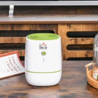 HOMCOM 220mL/Day 450ml Portable Small Dehumidifier Air Dryer Cleaner Bedroom Desk Office Silent Machine w/ Auto Shut Off Home Electric Green(m-2)