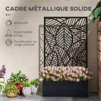 Outsunny Jardinière avec brise-vue paravent treillis pour Plante Grimpante, bac à Fleurs - dim.  61L x 23l x 113H cm(m-6)