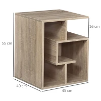 HOMCOM Side Table, 3 Tier End Table with Open Storage Shelves for Living Room, Bedroom, Oak(m-3)