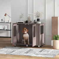 PawHut Dog Crate Table for Medium and Large Dogs with Magnetic Door for Indoor Use, 95 x 55 x 75 cm, Purple(m-2)