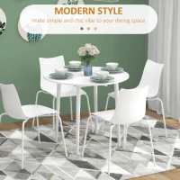 HOMCOM Folding Dining Table for 4, Round Drop Leaf Table, Modern Space Saving Small Kitchen Table with Wood Legs for Dining Room, White(m-5)