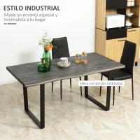 HOMCOM Mesa de Comedor Estilo Industrial con Encimera de Madera y Patas de Acero para hasta 6 Personas 160x85x75 cm Gris(m-4)