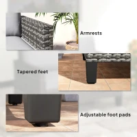 Outsunny Two-Seater Rattan Outdoor Sofa - Dark Grey(m-7)