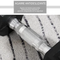 HOMCOM Juego de Mancuernas 2x10 kg con Barra de Conexión de Metal Cabeza Hexagonal para Entrenamiento en Casa Negro y Plata(m-5)