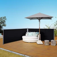 Outsunny 6 x 1.6 M Double Canopy Pull-Out Side Awning Sun Rain Outdoor Protection w/ Steel Frame Retractable Garden Privacy Home Commercial Black(m-2)