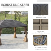 Outsunny Gartenpavillon Partyzelt Faltpavillon Festzelt 4 x Doppel-Seitenteile wasserdicht 2 Laternenhaken Alu + Polyester Braun ca. 4 x 3 x 2,8 m(m-5)