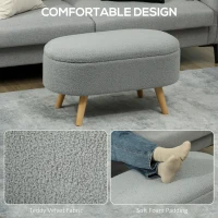 HOMCOM Teddy Fleece Storage Ottoman - Grey(m-5)