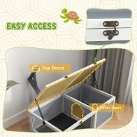 PawHut Wooden Tortoise Enclosure, Tortoise House w/ Lamp Holder, for Outdoor, Indoor, Light Grey(m-7)