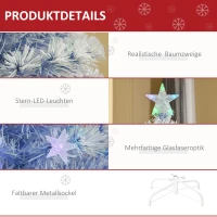 HOMCOM künstlicher Weihnachtsbaum mit 3 LED-Leuchten Christbaum Tannenbaum PVC Metall Weiß+Blau Ø60 x 120H cm(m-6)