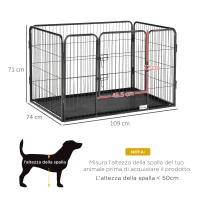 PawHut Box per Cani in Metallo con Porta e Vassoio sul Fondo, 109x74x71cm, Grigio(m-3)