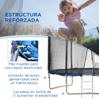 SPORTNOW Trampolín para Niños Adultos Ø305x250 cm con Red de Seguridad Escalera Cubierta de Bordes y Marco de Acero Azul(m-7)