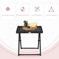 Outsunny Tavolino da Giardino Pieghevole Salvaspazio in Rattan Sintetico e Acciaio, 40x40x40cm, Nero(m-5)