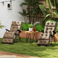 Outsunny Set of Two 190 x 56cm Sun Lounger Cushions - Khaki(m-8)