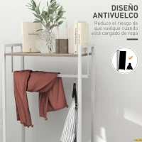 HOMCOM Perchero para Ropa Perchero Recibidor con 3 Cajones de Tela y Estante de Almacenamiento 58,5x30x178 cm Natural(m-6)