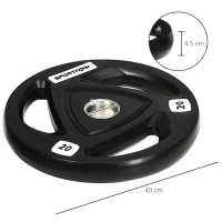 SPORTNOW Set di 2 Dischi Pesi da 20kg in Acciaio con Rivestimento in Gomma per Bilanciere(m-3)