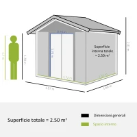 Outsunny Capanna da Giardino in Acciaio e PP con Prese d'Aria, 197x163x178-200 cm, Marrone(m-3)