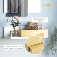 HOMCOM Muebles de Entrada Recibidor con Espejo y Cajón Estilo Moderno para Pasillo 75x4x70 cm y 75x29x20 cm Blanco(m-6)