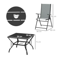 Outsunny Five-Piece Steel Frame Patio Set - Grey/Black(m-3)