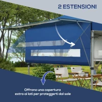 Outsunny Gazebo Pieghevole 5x3m con Pareti Estensibili, Altezza Regolabile e Borsa con Ruote, Blu(m-4)