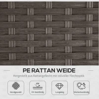 Outsunny 10-tlg. Gartengarnitur in Rattanoptik, mit Sitz- und Rückenkissen, rostfreier Metallrahmen, dunkelgrau(m-6)