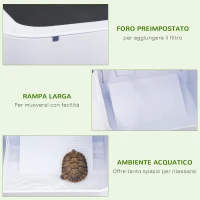 PawHut Terrario per Tartarughe d'Acqua con Vasca per Tartarughe, Ciotole e Finestre, 47x28x25cm - Bianco(m-7)