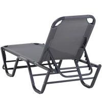 Outsunny Tumbona de Jardín de Aluminio con Respaldo Ajustable en 5 Posiciones Texteline para Terraza Patio Playa Piscina Exterior 163x58,5x91 cm Gris(m-7)