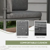Outsunny 4-Seater Rattan Cube Garden Furniture Set with Cushions - Grey(m-5)