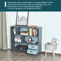 HOMCOM Bücherregal, Standregal , Aufbewahrungregal, Bücherschrank mit 2 Schubladen, MDF, Blau, 105 x 30 x 96 cm(m-4)