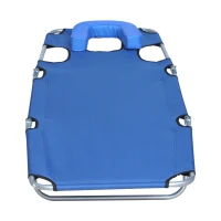 Tumbona Inclinable y Plegable tipo para Hamaca de metal para Camping Playa Jardín y Terraza con Almohada para Leer Color Azul 182x56x24.5cm Outsunny(m-4)