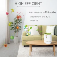 HOMCOM 220mL/Day 450ml Portable Small Dehumidifier Air Dryer Cleaner Bedroom Desk Office Silent Machine w/ Auto Shut Off Home Electric Green(m-4)