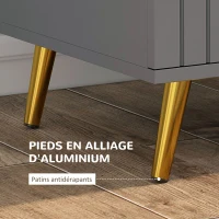 HOMCOM Commode 4 tiroirs meuble de rangement chambre avec pieds en aluminium doré, 60L x 40l x 90H cm, gris(m-5)