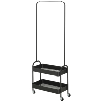 HOMCOM Kleiderständer aus Metall mit Schuhablage, fahrbar, freistehend, Schwarz