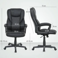 HOMCOM High Back Executive Office Chair, PU Leather Swivel Desk Chair with Tilt Function, Armrests and Adjustable Height for Home Office, Black(m-3)