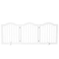 PawHut Barrière de sécurité barrière modulable pliable pour animaux de compagnie avec pied de support MDF bois massif 154,5 x 61 cm blanc(m-10)