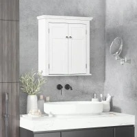 kleankin Mueble de Baño Colgar con Estantes Ajustables y Puertas con Cierre Magnético Armario de Pared 58x24x60 cm Blanco(m-2)