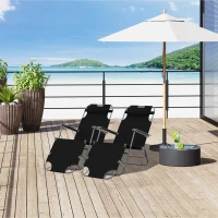 Outsunny Chaise Longue Pliable Bain de Soleil fauteuil relax jardin transat de Relaxation Dossier inclinable avec Repose-Pied(m-2)