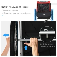 HOMCOM Child Bike Trailer Foldable 2-Seat Baby Transport Carrier with Storage Bag Five-point Safety Harness Hitch Coupler Red(m-7)