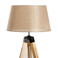 HOMCOM Stehlampe Stehleuchte Standleuchte höhenverstellbar E27, Kiefer+Polyester, 65x65x99-143cm (Beige)(m-6)