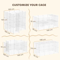 PawHut DIY 36 Panel Pet Playpen Metal Wire Fence for Chinchilla, Hedgehog, Bunny, Indoor, Outdoor Use, White(m-4)