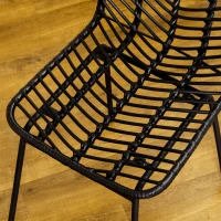 HOMCOM Lot de 4 chaises de salle à manger design bohème en résine tressée imitation rotin et piètement métal - 44 x 58 x 85 cm(m-8)