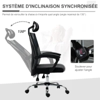 Vinsetto Fauteuil de bureau pivotante 360° avec appui-tête et support lombaire - hauteur d'assise réglable 58 x 62,5 x 112-120 cm gris(m-5)