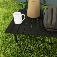 Outsunny Two-Seater Portable Aluminium Table, with Roll-Up Tabletop and Bag - Black(m-7)