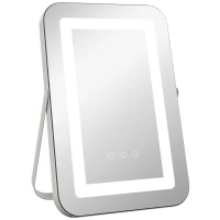 HOMCOM LED-Kosmetikspiegel, 3 Lichtmodi, dimmbar, Touch-Steuerung, USB, 31x41,5cm, Weiß(m-10)