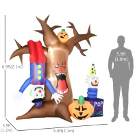 Outsunny 7ft Inflatable Halloween Ghost Tree with Upside-down Clown Pumpkins, Blow-Up Outdoor LED Display for Lawn, Garden, Party(m-3)