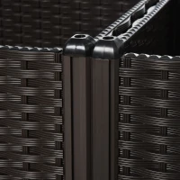 Outsunny Hochbeet, Pflanzkasten mit Abflusslöchern, Blumenkasten im Rattan-Look, Kunststoff, Braun, 40 x 40 x 44 cm(m-8)