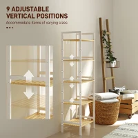 HOMCOM Five-Tier Bamboo Adjustable Shelf Storage Unit(m-5)