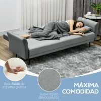 HOMCOM Sillón Cama Sofá Cama de 3 Plazas con Respaldo Ajustable de 3 Niveles y 2 Almohadas Acolchadas Carga 360 kg Gris(m-5)