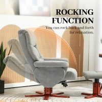 HOMCOM Faux Microfibre Leather Manual Recliner and Footstool Set - Grey(m-5)